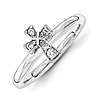 Sterling Silver Stackable White Topaz Cross Ring