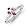 Sterling Silver Stackable Created Ruby Cross Ring
