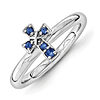 Sterling Silver Stackable Created Sapphire Cross Ring