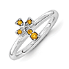 Sterling Silver Stackable Citrine Cross Ring