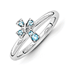 Sterling Silver Stackable Blue Topaz Cross Ring
