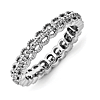 Sterling Silver Stackable Rhodium Carved 1/5ct Diamond Ring