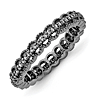 Sterling Silver Stackable Black-plated Carved 1/5ct Diamond Ring