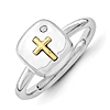 Sterling Silver & 14kt Gold Cross Stackable Diamond Ring