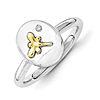 Sterling Silver & 14kt Gold Dragonfly Stackable Diamond Ring