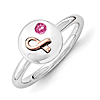 Sterling Silver & 14kt Gold Rose Ribbon and Pink Sapphire Ring
