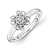 Sterling Silver Stackable Diamond Flower Ring