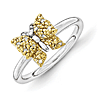 Sterling Silver & Gold-plated Stackable Diamond Butterfly Ring