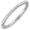 Sterling Silver Stackable 1.5mm Rhodium Twisted Ring