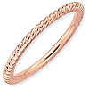 Sterling Silver Stackable 1.5mm Pink-plated Twisted Ring