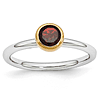 Sterling Silver Stackable Expressions Gold-plated Garnet Ring