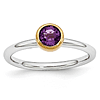 Sterling Silver Stackable Gold-plated 2/5 ct Amethyst Ring