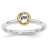 Sterling Silver Stackable Gold-plated .60 ct White Topaz Ring