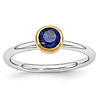Sterling Silver Stackable Expressions Gold-plated Blue Topaz Ring