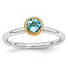 Sterling Silver Stackable Gold-plated 1/2 ct Blue Topaz Ring