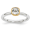 Sterling Silver Stackable Square Gold-plated White Topaz Ring