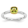 Sterling Silver Stackable Square Gold-plated Peridot Ring