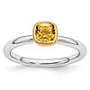 Sterling Silver Stackable Square Gold-plated Citrine Ring