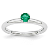 Sterling Silver Stackable 1/4 ct Created Emerald Solitaire Ring
