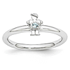 Sterling Silver Stackable Expressions Aquamarine Boy Ring