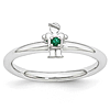 Sterling Silver Stackable Expressions Created Emerald Boy Ring