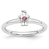 Sterling Silver Stackable Expressions Pink Tourmaline Boy Ring