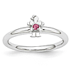 Sterling Silver Stackable Expressions Pink Tourmaline Girl Ring