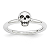Sterling Silver Stackable Expressions Antiqued Skull Ring