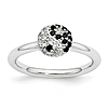 Sterling Silver Stackable Ying Yang White Topaz & Onyx Ring