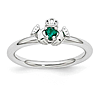 Sterling Silver Stackable Expressions Created Emerald Claddagh Ring