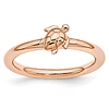 Sterling Silver Stackable Expressions Pink-plated Turtle Ring