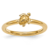 Sterling Silver Stackable Expressions Yellow-plated Turtle Ring