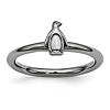 Sterling Silver Stackable Expressions Black Penguin Ring