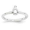 Sterling Silver Stackable Expressions Rhodium Penguin Ring