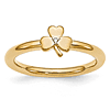 Sterling Silver Stackable Yellow-plated Diamond Clover Ring