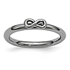 Sterling Silver Stackable Black-plated Infinity Symbol Ring