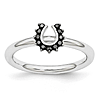 Sterling Silver Stackable Expressions Black Diamond Horseshoe Ring