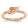 Sterling Silver Stackable Expressions Pink-plated Angel Wing Ring