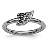 Sterling Silver Stackable Expressions Black-plated Angel Wing Ring