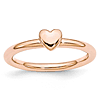 Sterling Silver Stackable Expressions Pink-plated Puffed Heart Ring