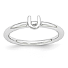 Sterling Silver Stackable Expressions Rhodium Letter U Ring