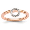 Sterling Silver Stackable Expressions Pink-plated Halo Diamond Ring
