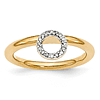 Sterling Silver Stackable Expressions Yellow-plated Halo Diamond Ring