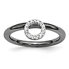 Sterling Silver Stackable Expressions Black-plated Halo Diamond Ring