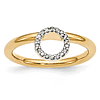 Sterling Silver Stackable Yellow-plated Large Halo Diamond Ring