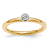Sterling Silver Stackable Yellow-plated Diamond Cluster Ring