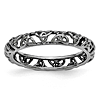 Sterling Silver Stackable Expressions Black-plated Celtic Knot Ring