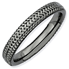 Black-plated Sterling Silver Stackable Ring Knitted Texture