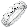 Sterling Silver Stackable Expressions Rhodium Hearts Ring