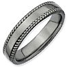 Black-plated Sterling Silver Stackable Expressions Scalloped Edge Ring